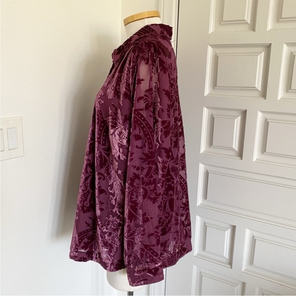 NWT Soft Surroundings Floreat Velvet Shirt Purple Plum Wine Button Top Large 2X - Picture 5 of 15